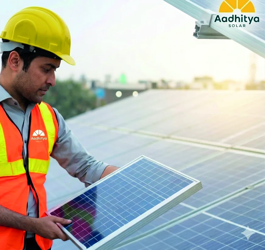 Careful handling of a solar module on site