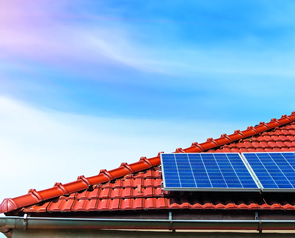 Close-up of installed rooftop solar panels